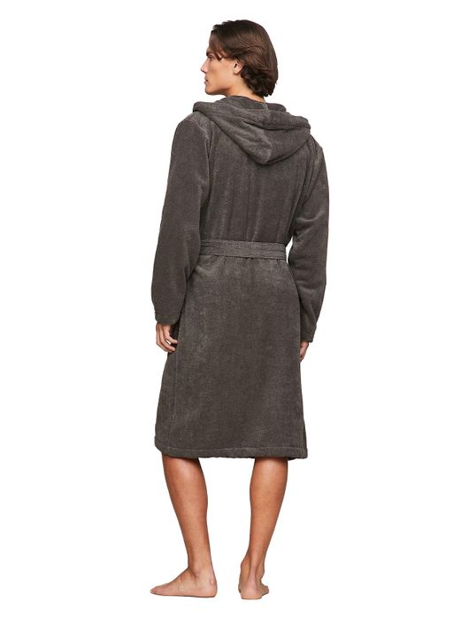 Badjas Tommy Hilfiger donkergrijs met capuchon