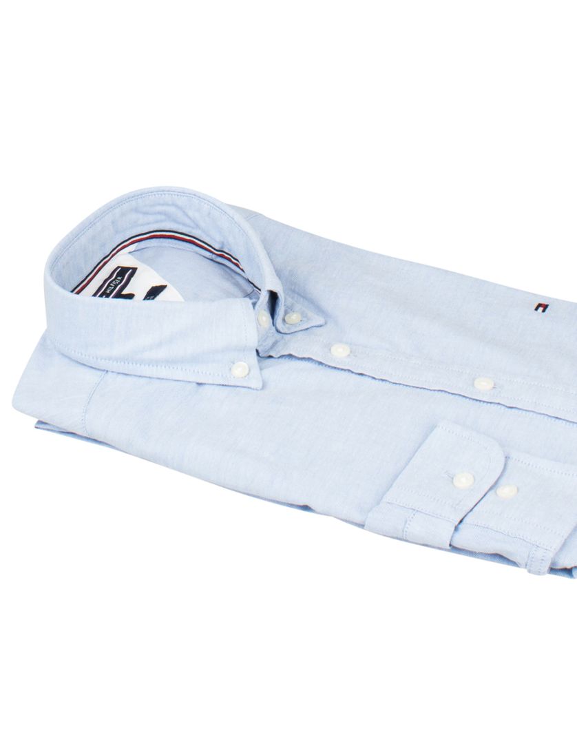 Tommy Hilfiger casual overhemd lichtblauw effen katoen slim fit