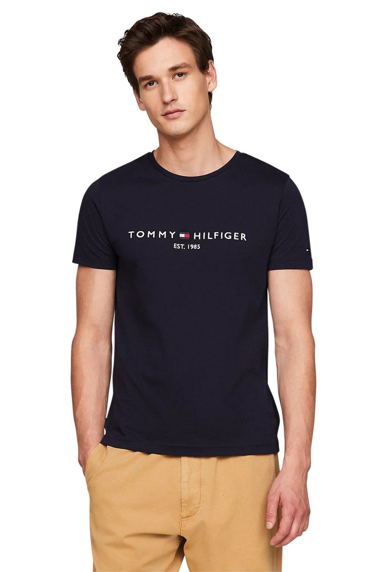 Tommy Hilfiger t-shirt met logo navy ronde hals