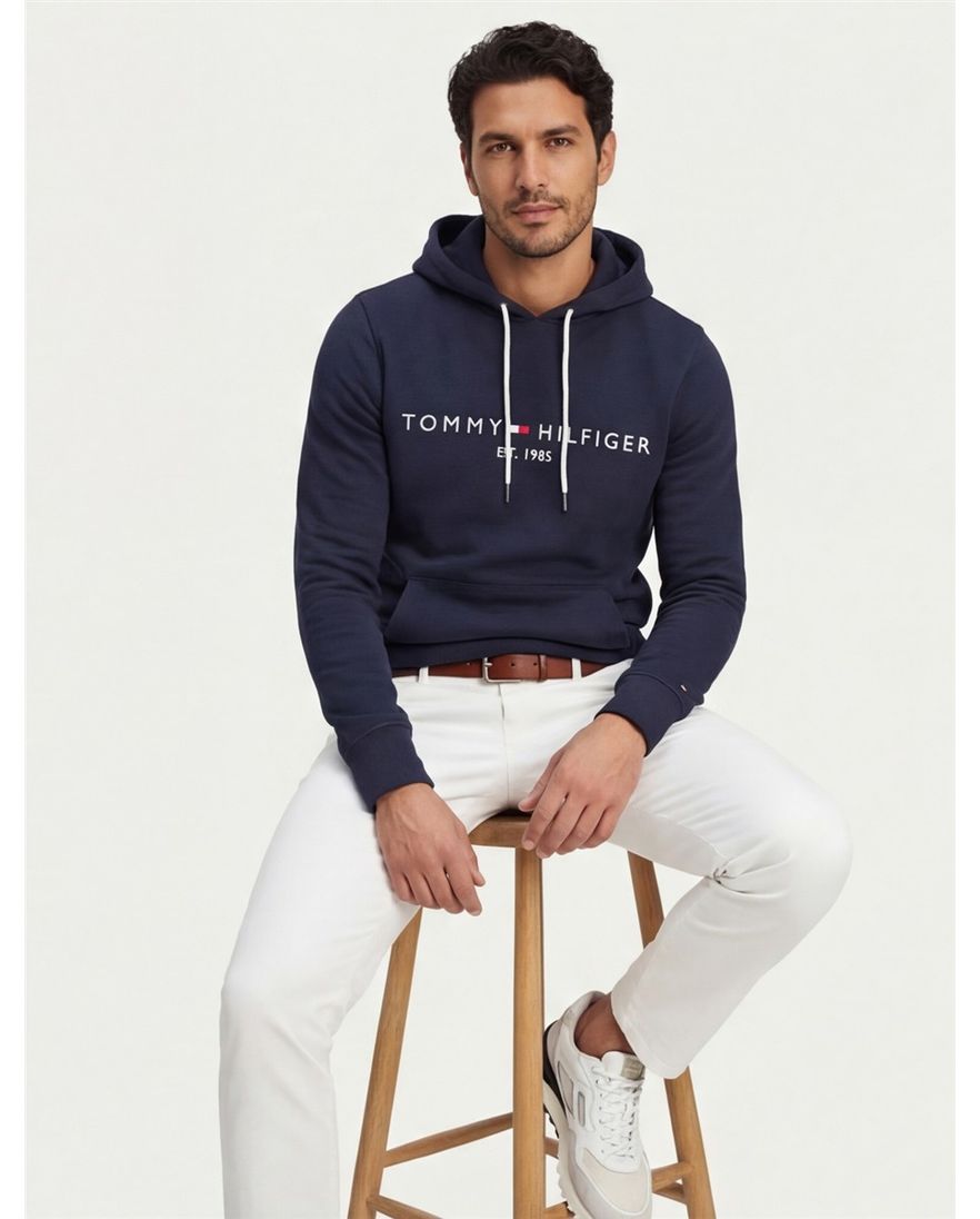Sweater Tommy Hilfiger navy met opdruk