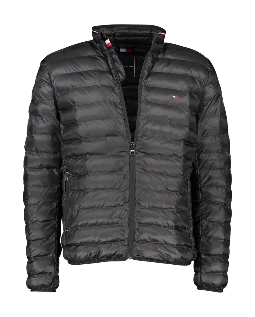 Tommy Hilfiger tussenjas Big & Tall zwart effen rits normale fit