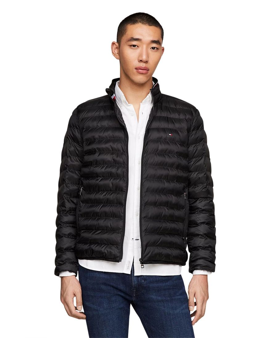 Tommy Hilfiger tussenjas Big & Tall zwart effen rits normale fit