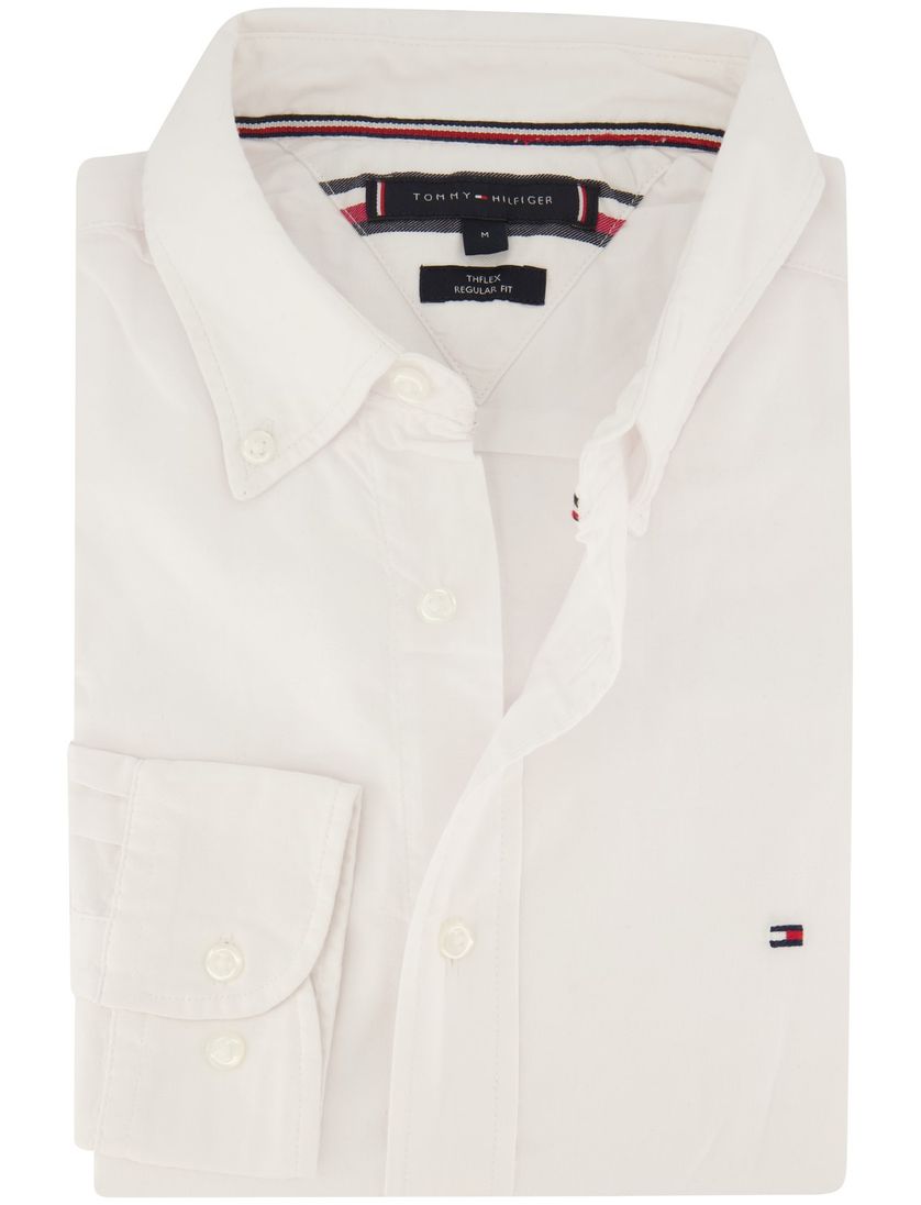 Tommy Hilfiger Big & tall overhemd wit effen katoen normale fit