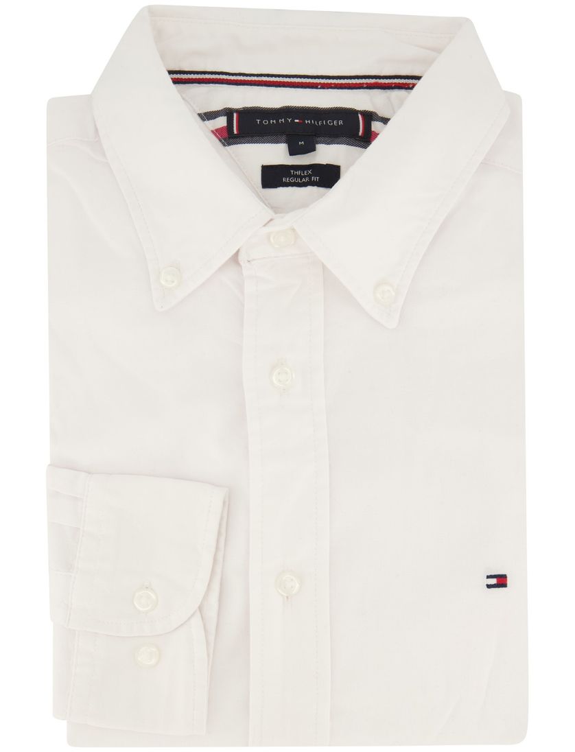 Tommy Hilfiger Big & tall overhemd wit effen katoen normale fit