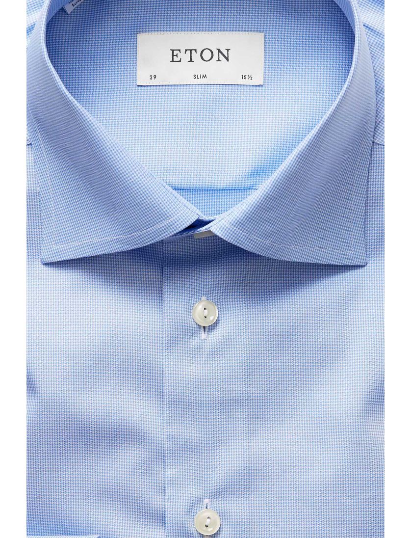 Eton overhemd dress blue pied de poule Slim