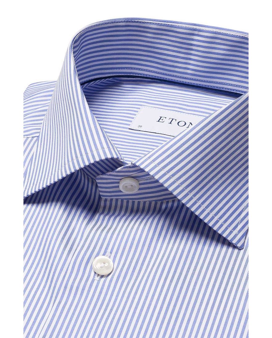 Eton business overhemd blauw gestreept katoen