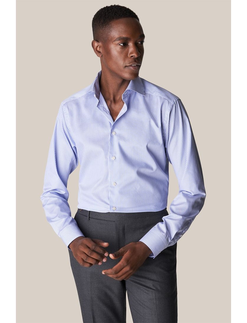 Eton business overhemd lichtblauw met streepjes