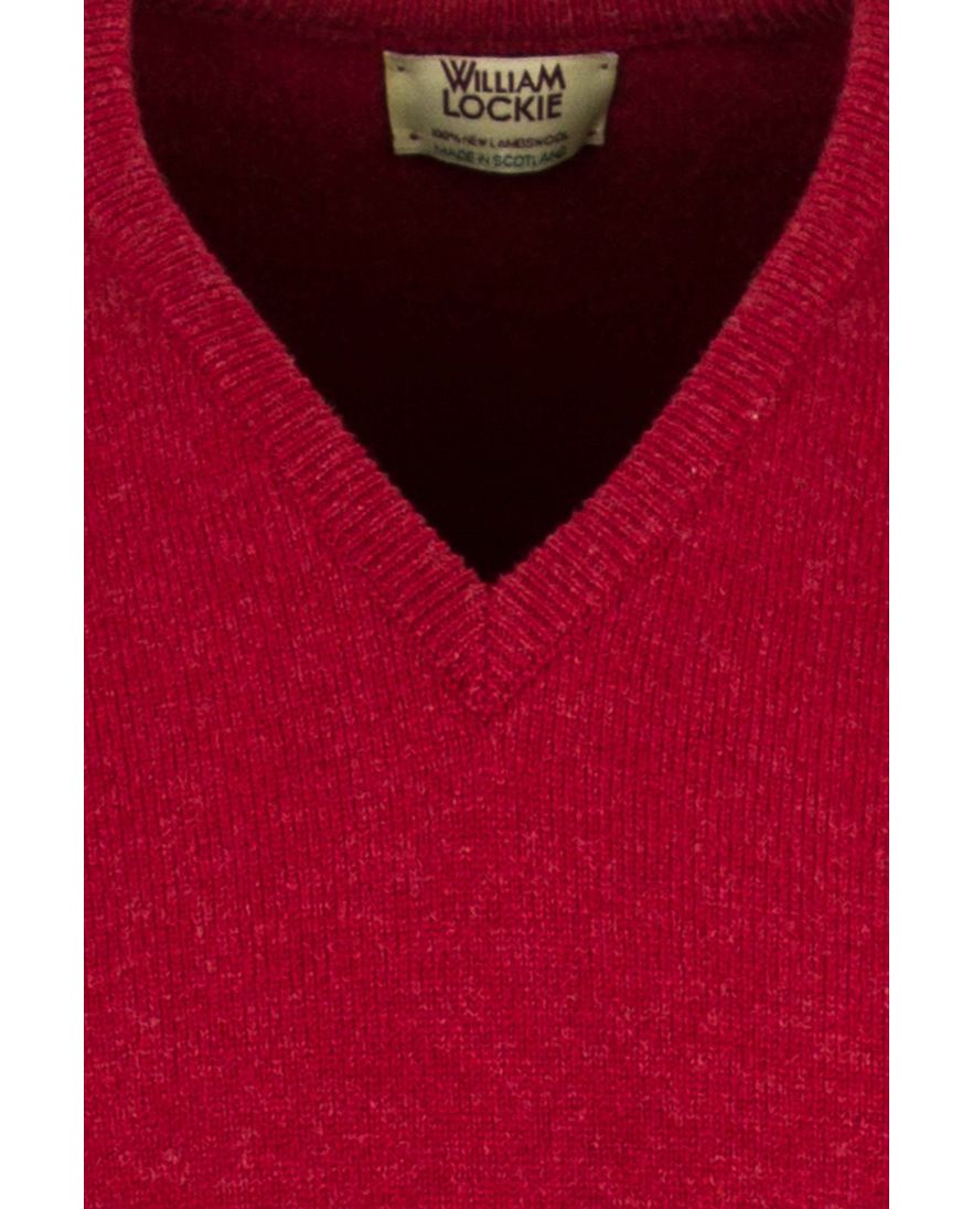 William Lockie pullover rood v-hals lamswol