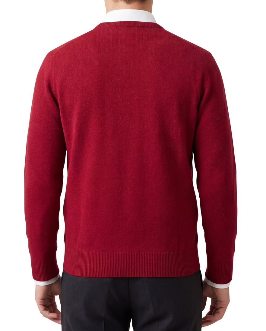 William Lockie pullover rood v-hals lamswol