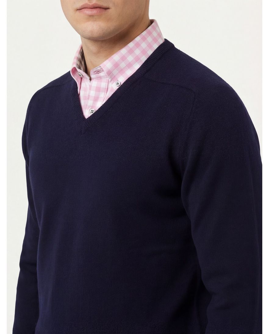 William Lockie trui donkerblauw v-hals