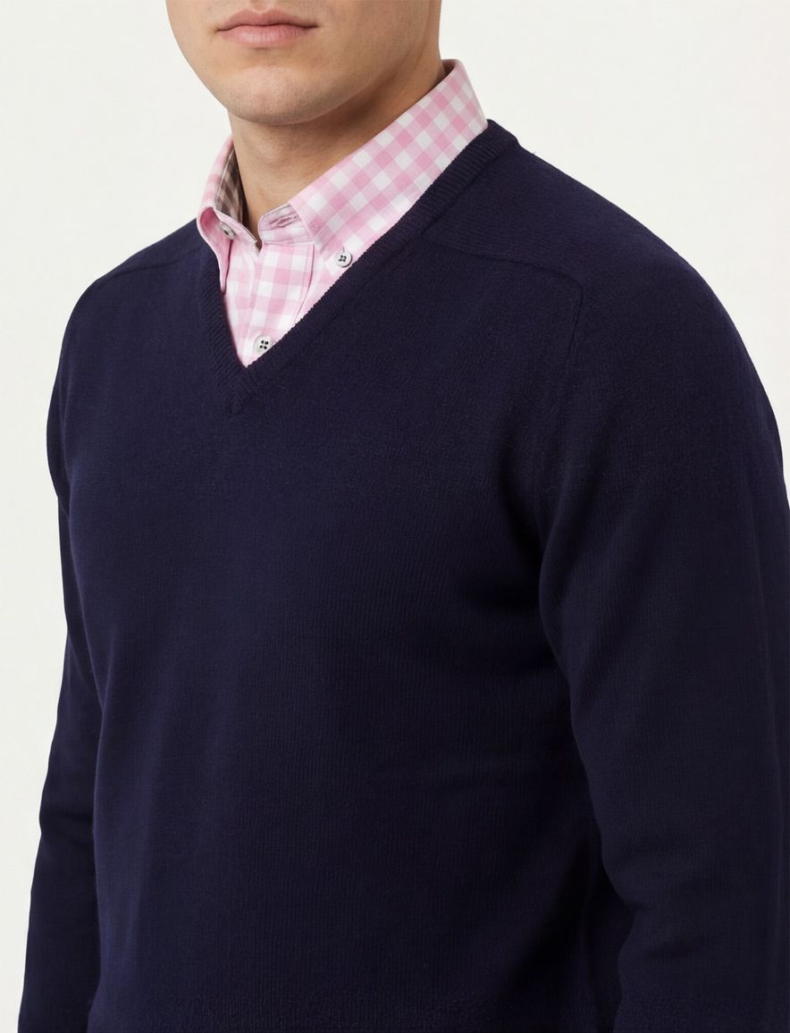 William Lockie trui donkerblauw v-hals