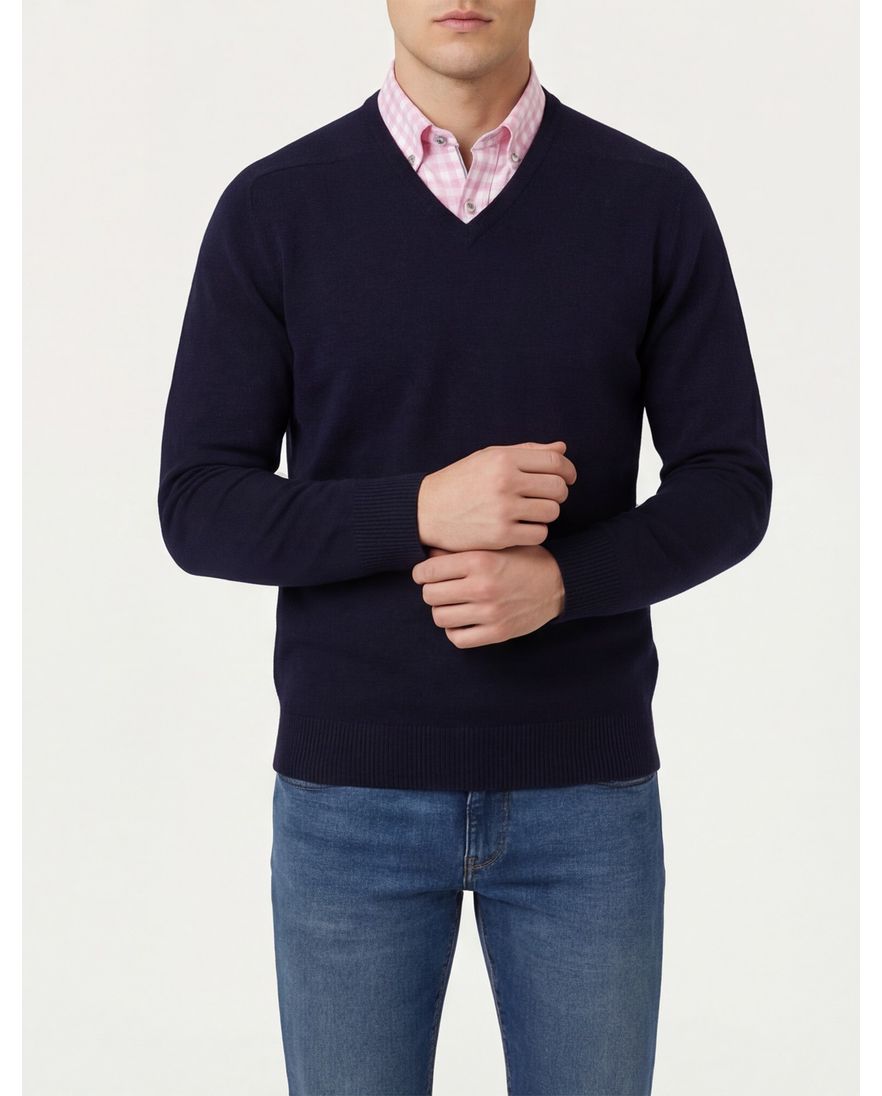 William Lockie trui donkerblauw v-hals