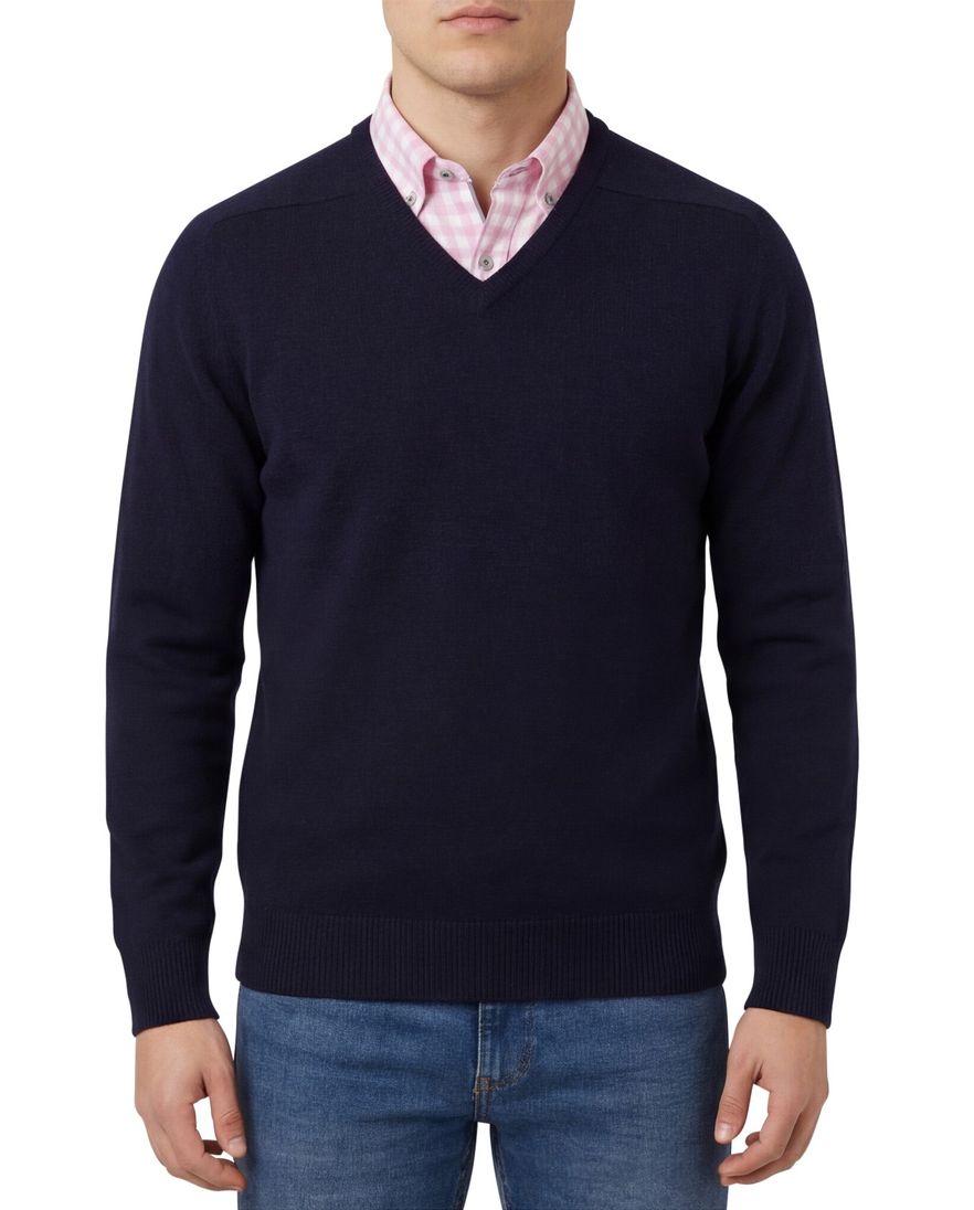 William Lockie trui donkerblauw v-hals