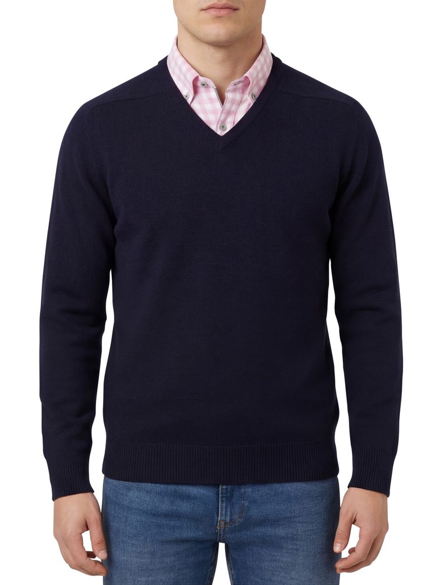 William Lockie trui donkerblauw v-hals