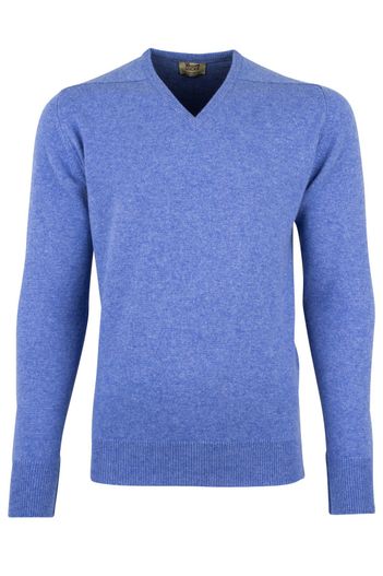 William Lockie Lamswollen trui v-hals William Lockie blauw