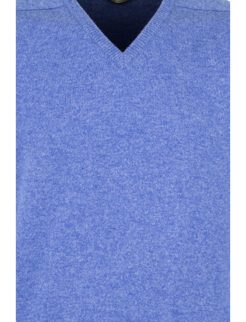 William Lockie pullover blauw v-hals lamswol