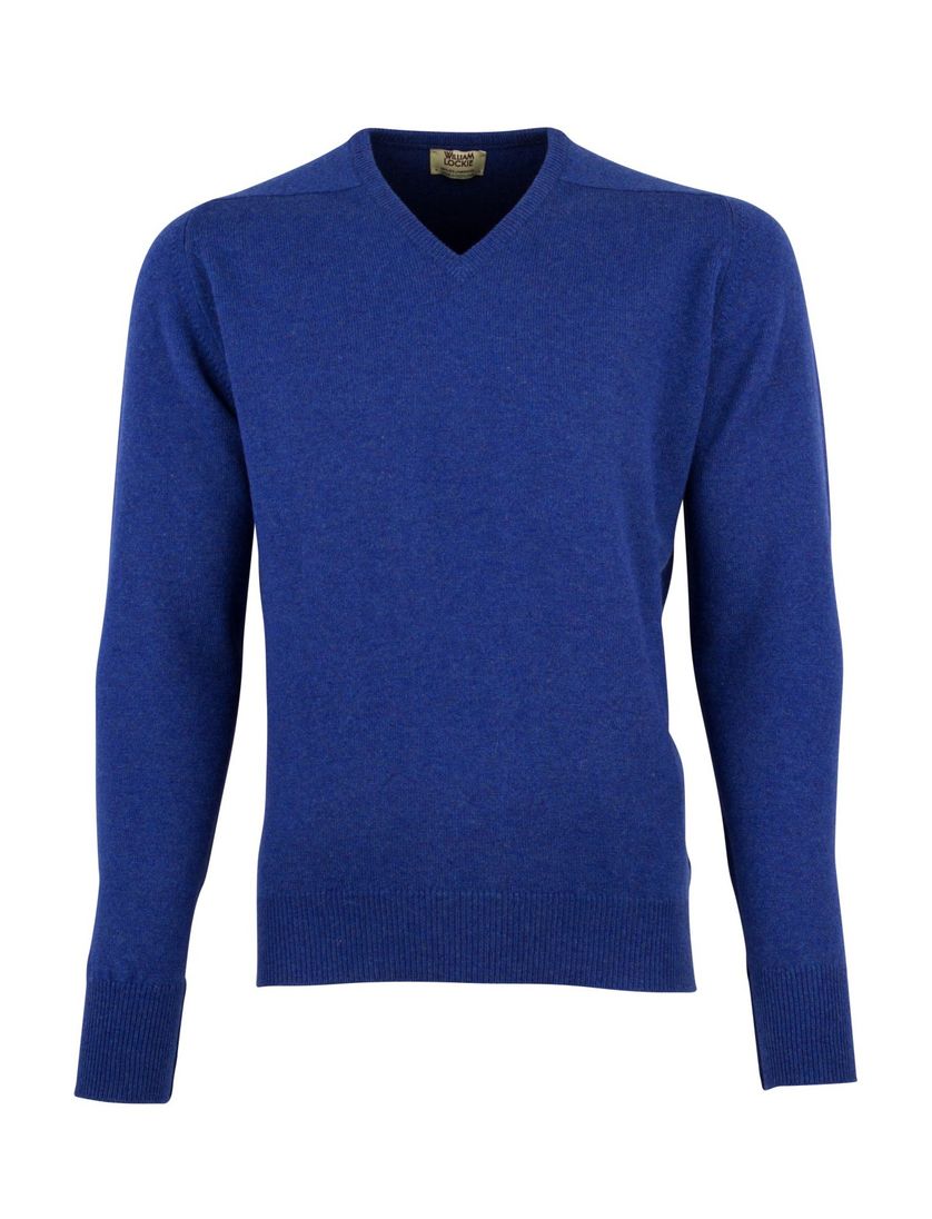William Lockie trui kobalt v-hals lamswol