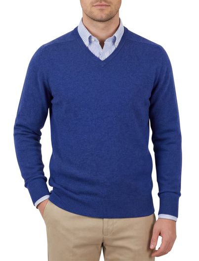 William Lockie Pullover William Lockie kobalt lamswol