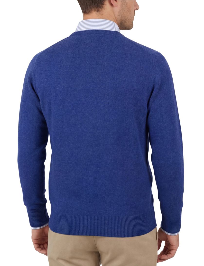 William Lockie trui kobalt v-hals lamswol