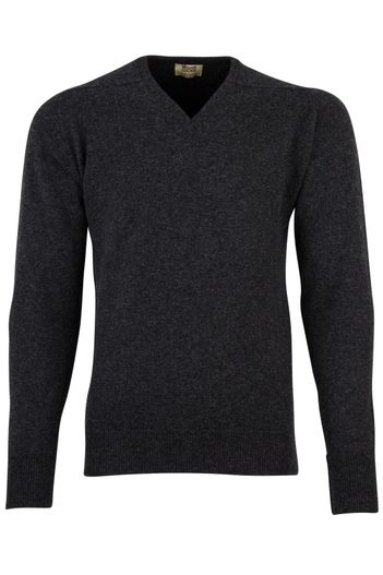 William Lockie William Lockie lamswollen trui donkergrijs v-hals