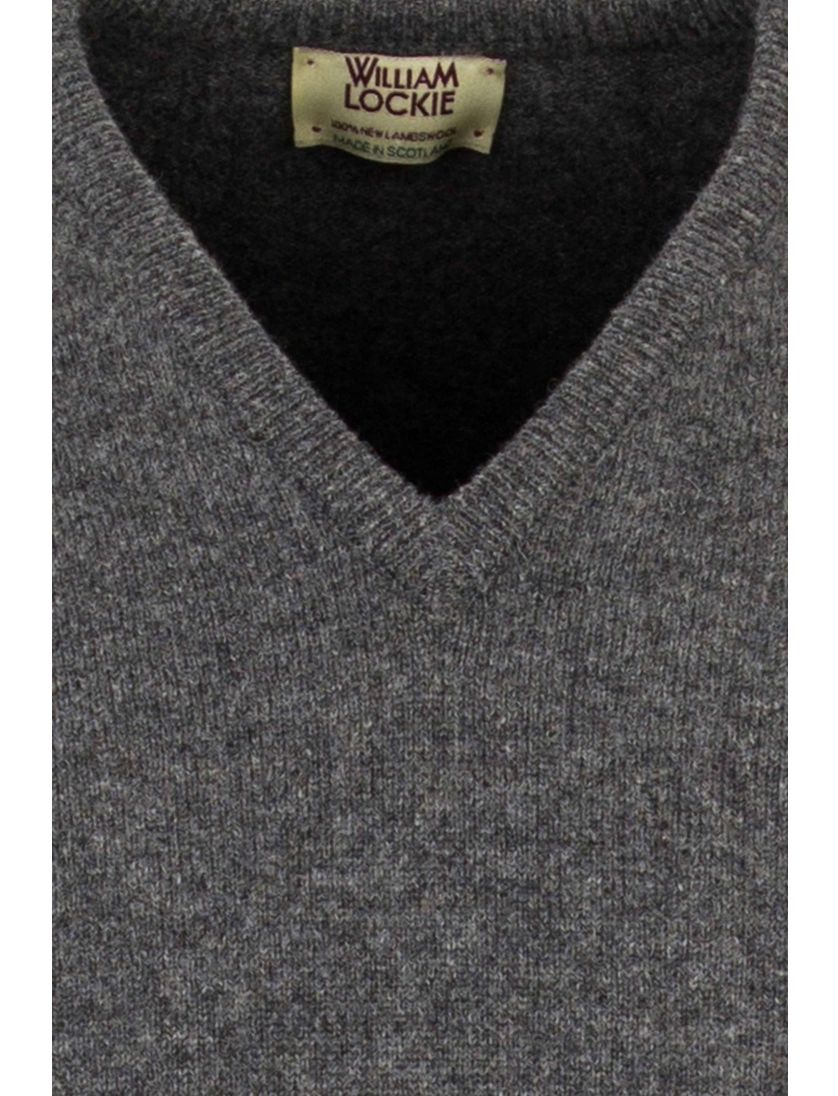 William Lockie lamswollen trui grijs melange vhals