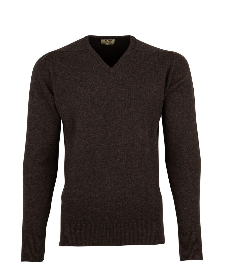 William Lockie pullover donkerbruin lamswol
