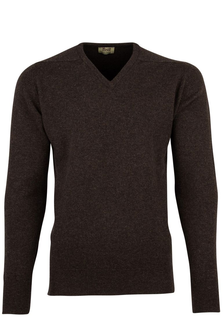 William Lockie pullover donkerbruin lamswol