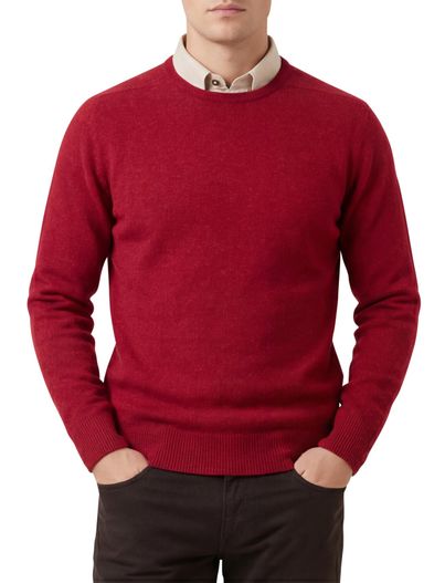 William Lockie William Lockie trui rood lamswol ronde hals