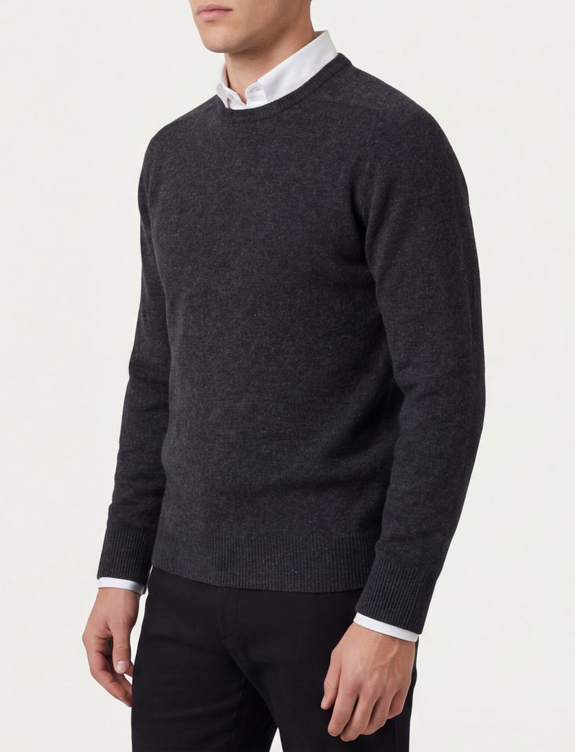 William Lockie lamswollen trui donkergrijs