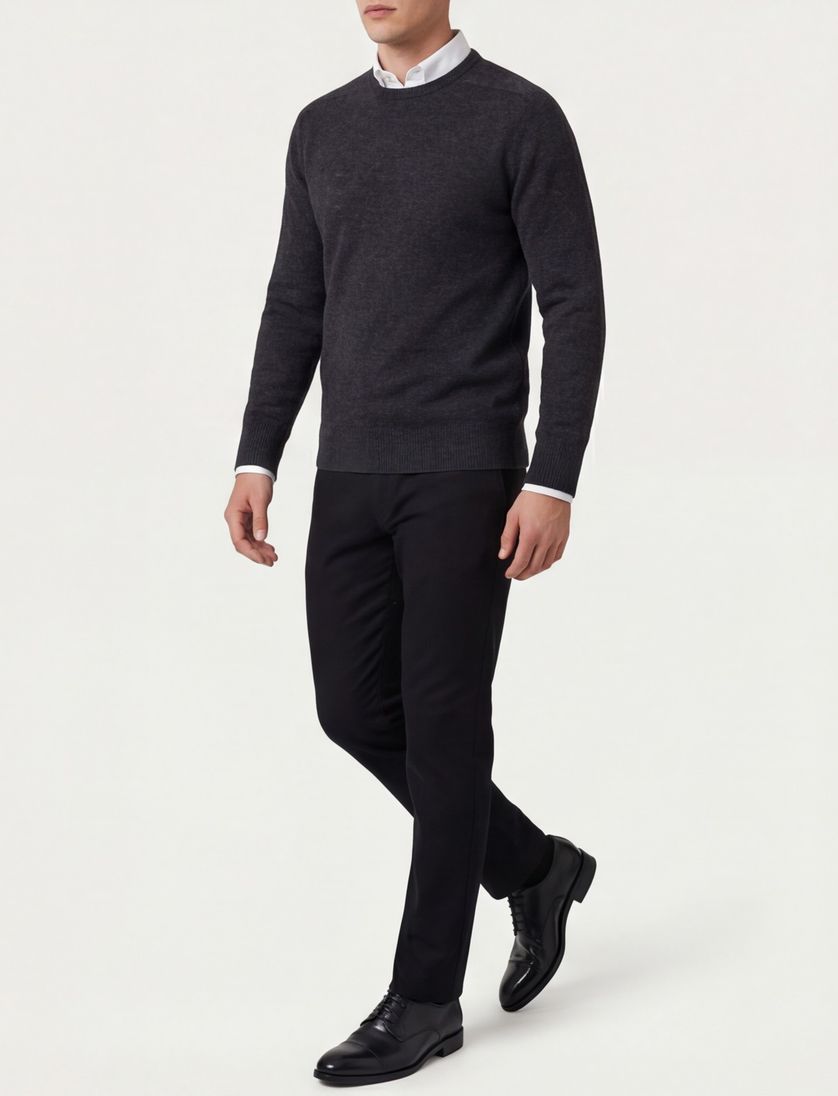 William Lockie lamswollen trui donkergrijs