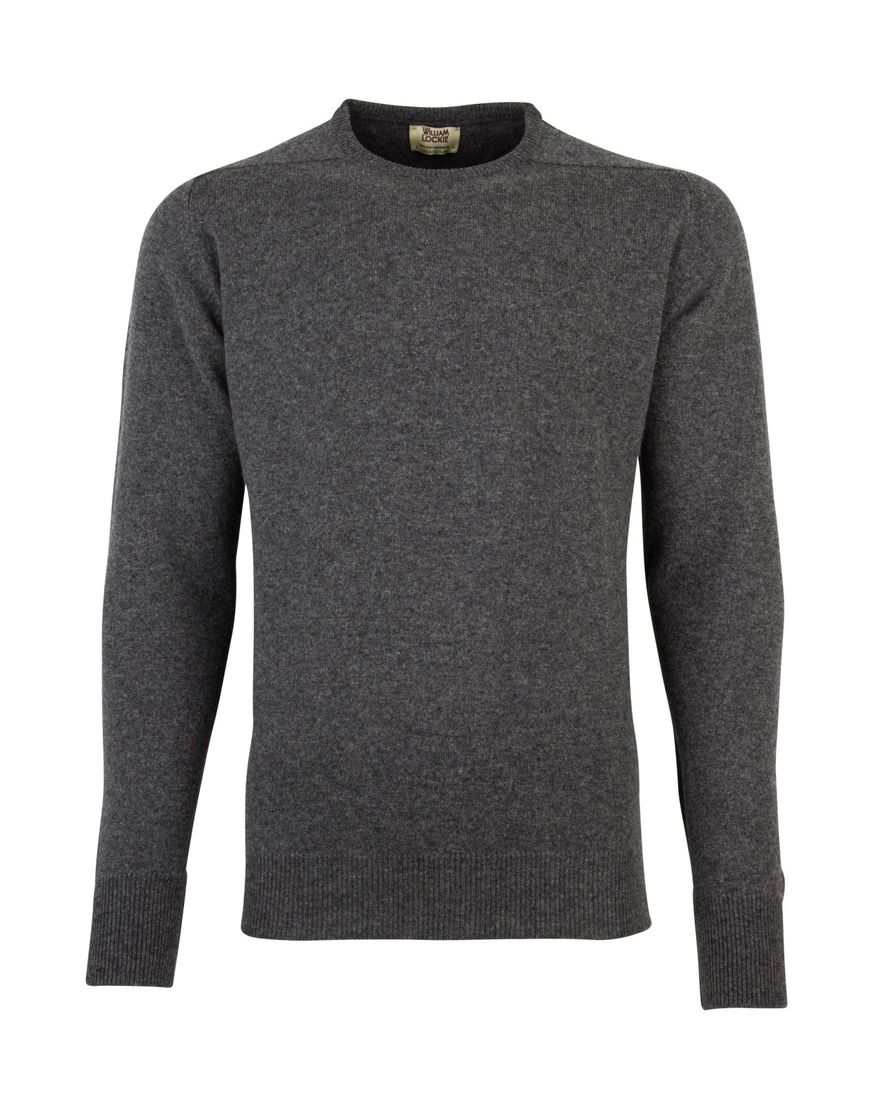 William Lockie trui grijs lamswol ronde hals