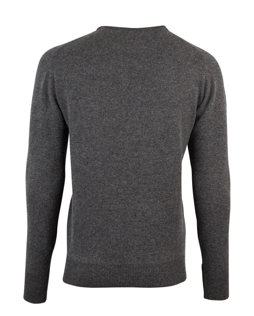 William Lockie trui grijs lamswol ronde hals