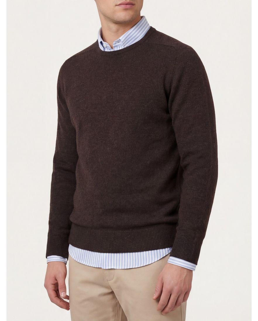 William Lockie trui donkerbruin lamswol