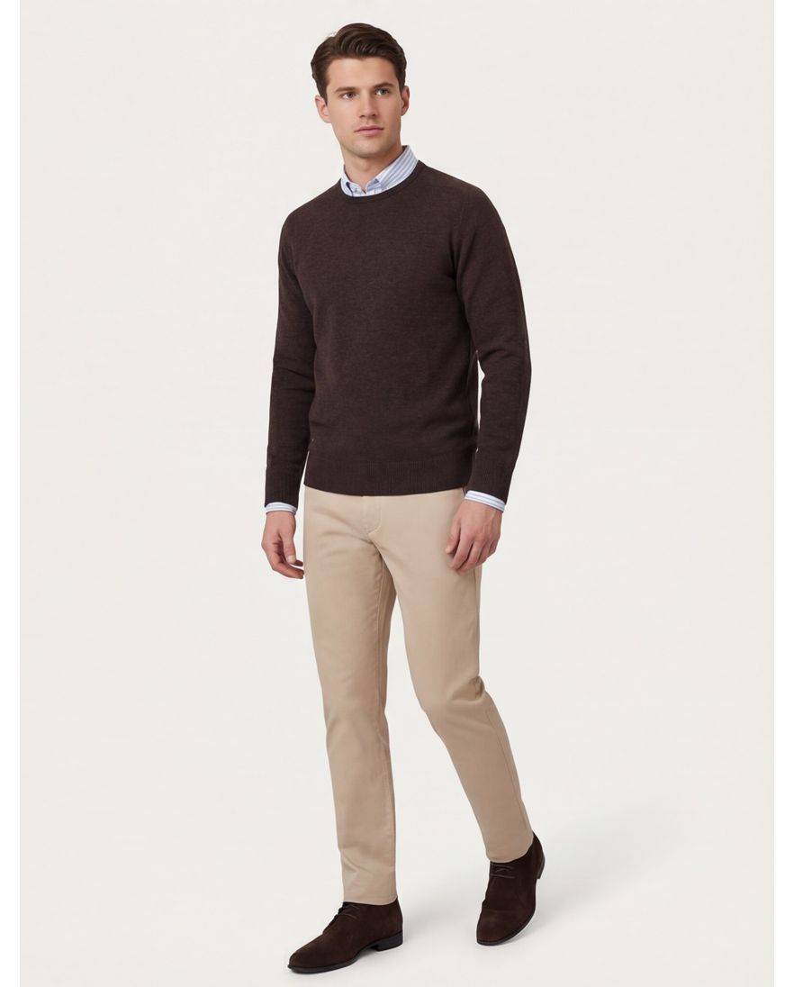 William Lockie trui donkerbruin lamswol