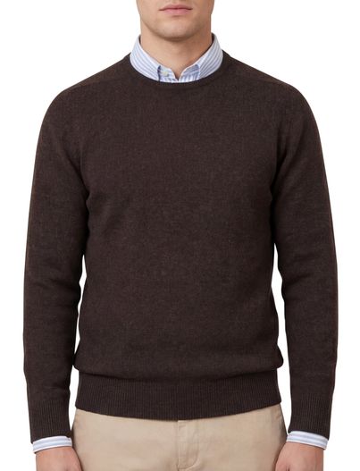 William Lockie William Lockie trui donkerbruin lamswol