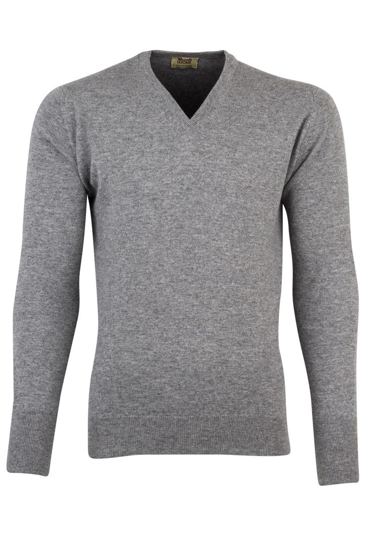 William Lockie trui v-hals grijs cashmere