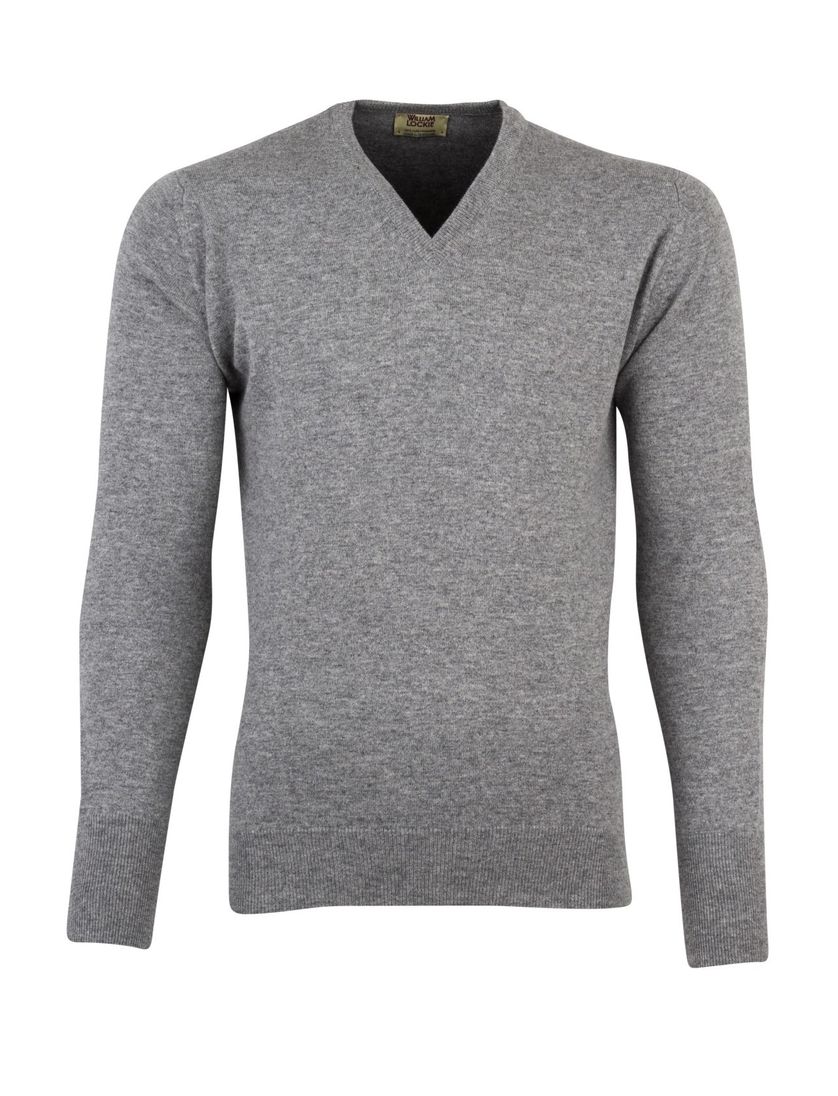 William Lockie trui v-hals grijs cashmere