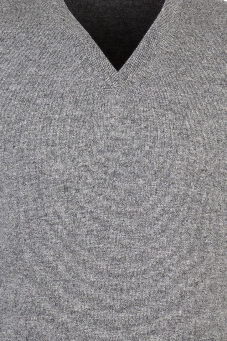 William Lockie trui v-hals grijs cashmere