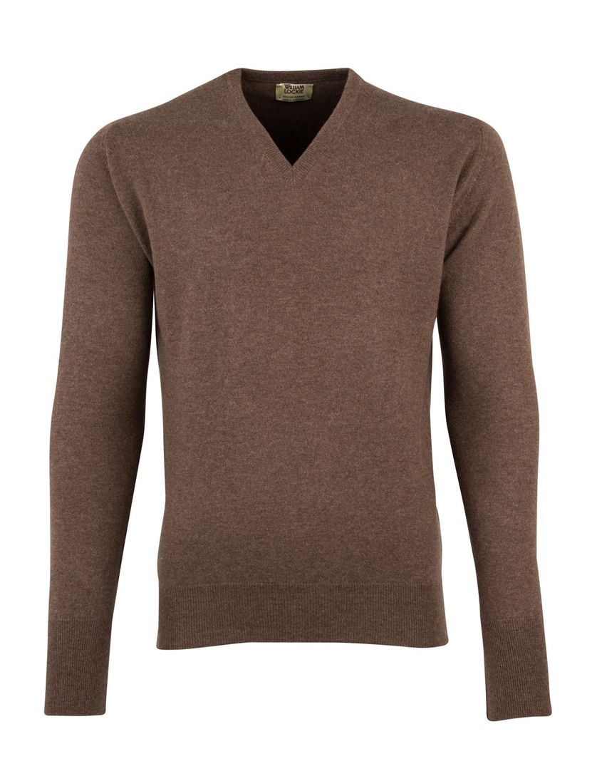 William Lockie trui bruin v-hals cashmere