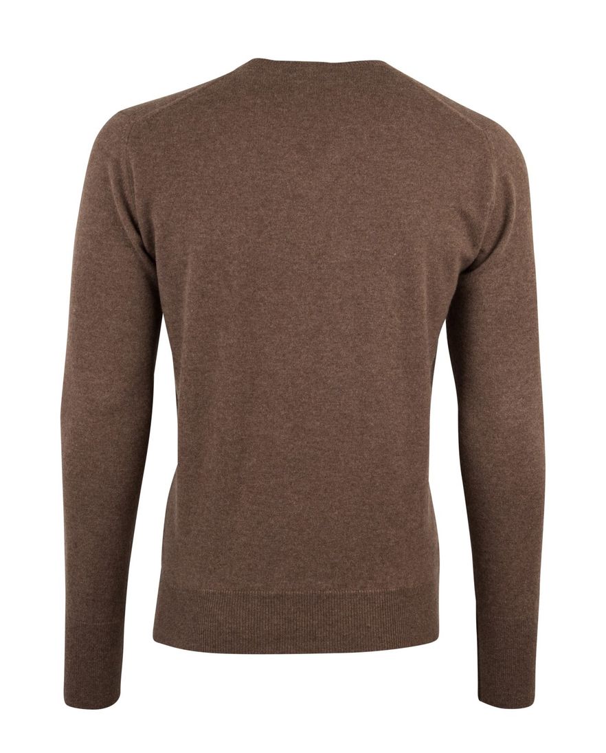 Trui William Lockie bruin kasjmier v-hals