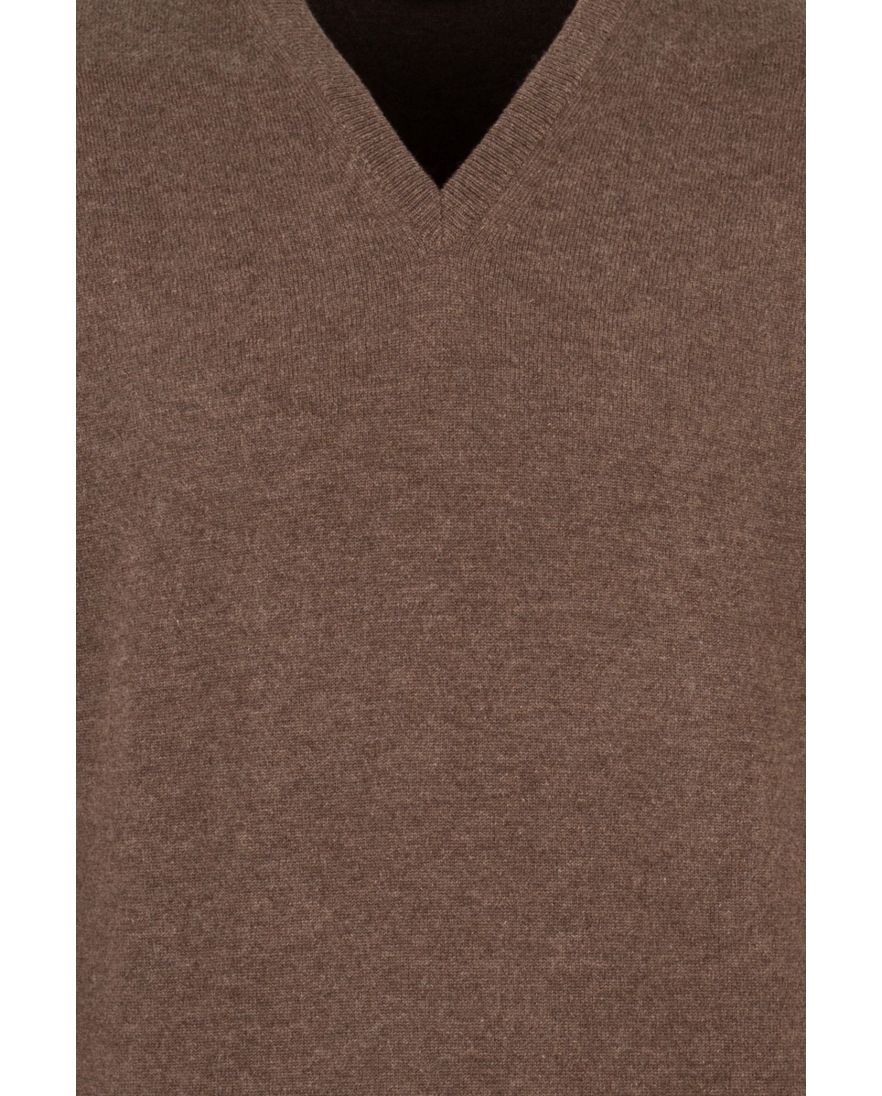 Trui William Lockie bruin kasjmier v-hals
