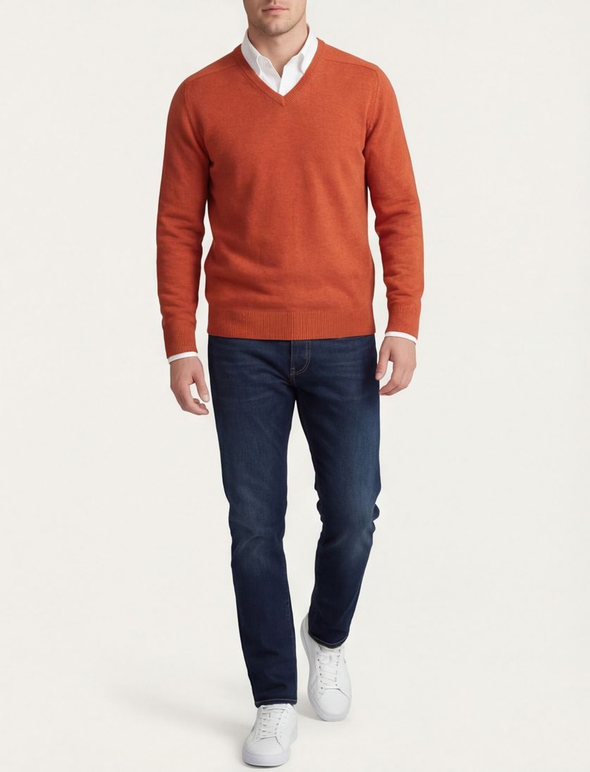 Trui v-hals oranje William Lockie