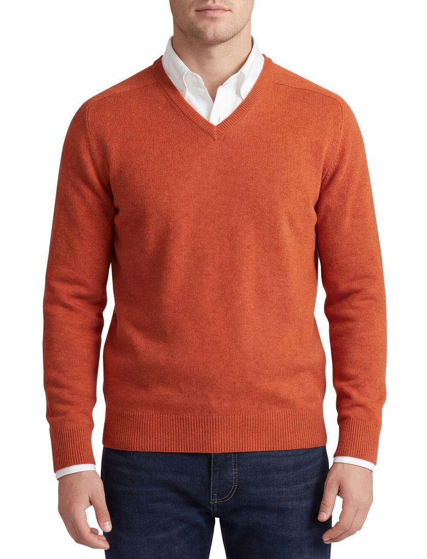 Trui v-hals oranje William Lockie