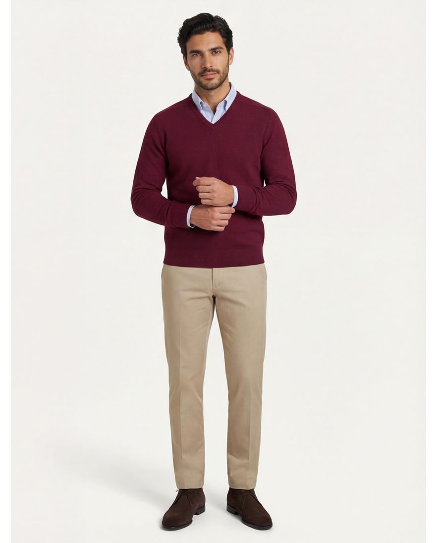 William Lockie trui v-hals bordeaux