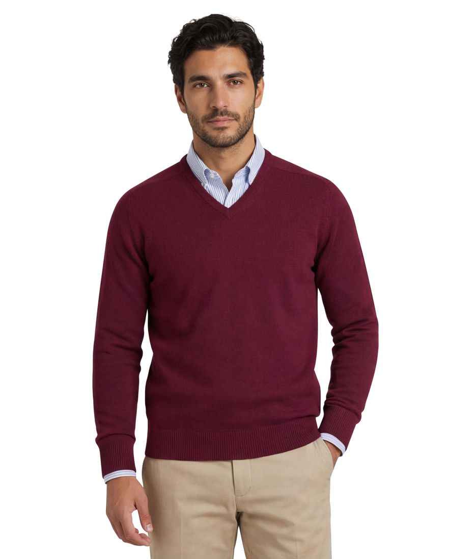 William Lockie trui v-hals bordeaux