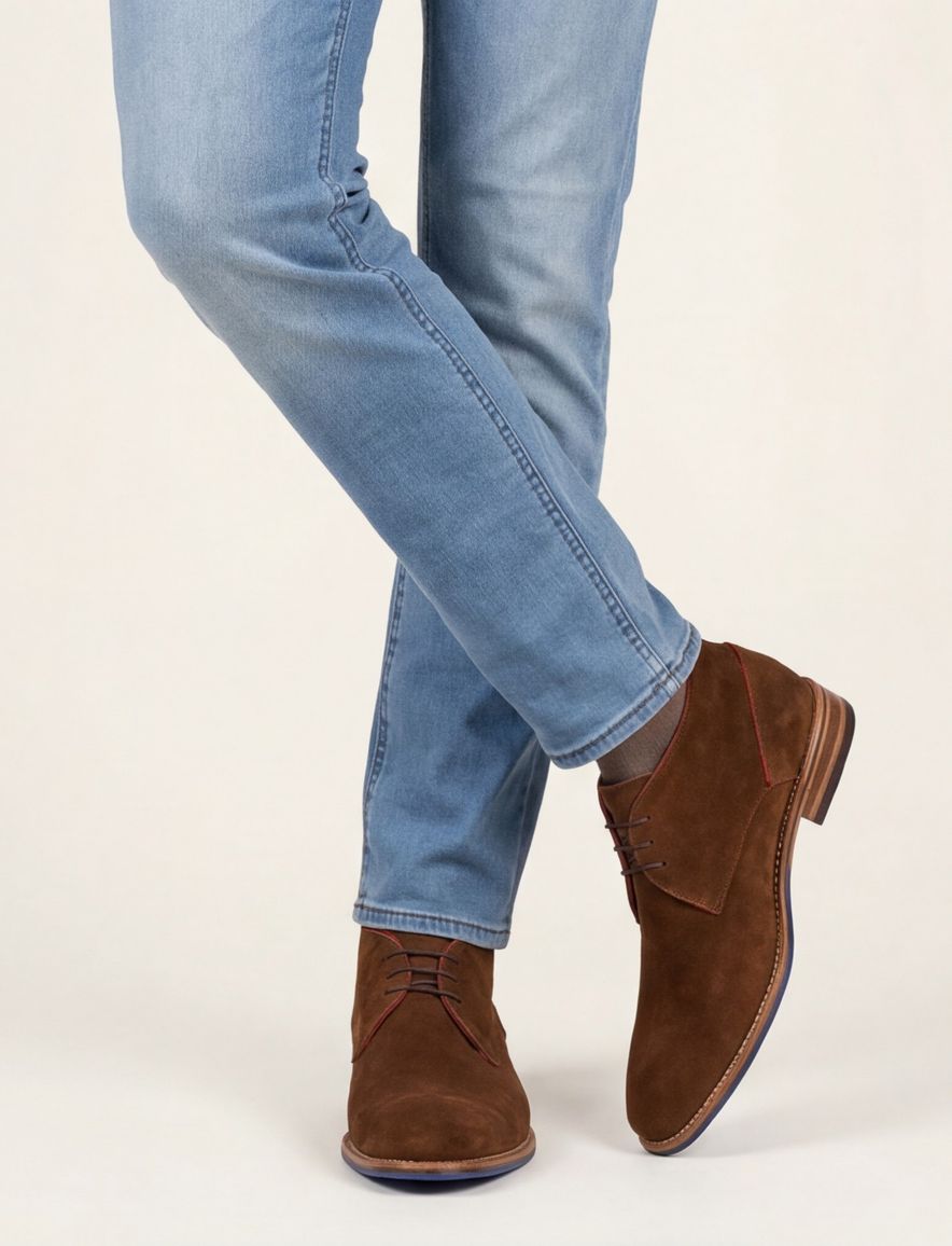 Floris van Bommel nette veterschoenen suede bruin