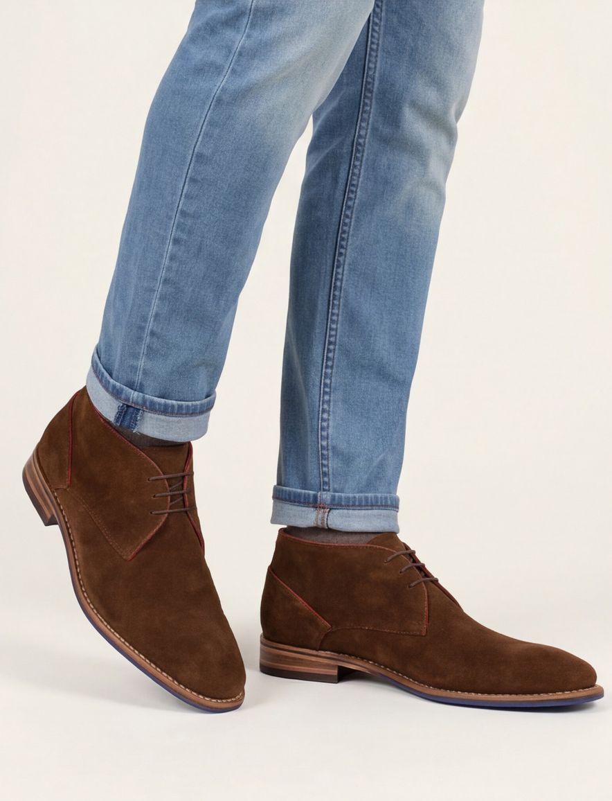 Floris van Bommel nette veterschoenen suede bruin