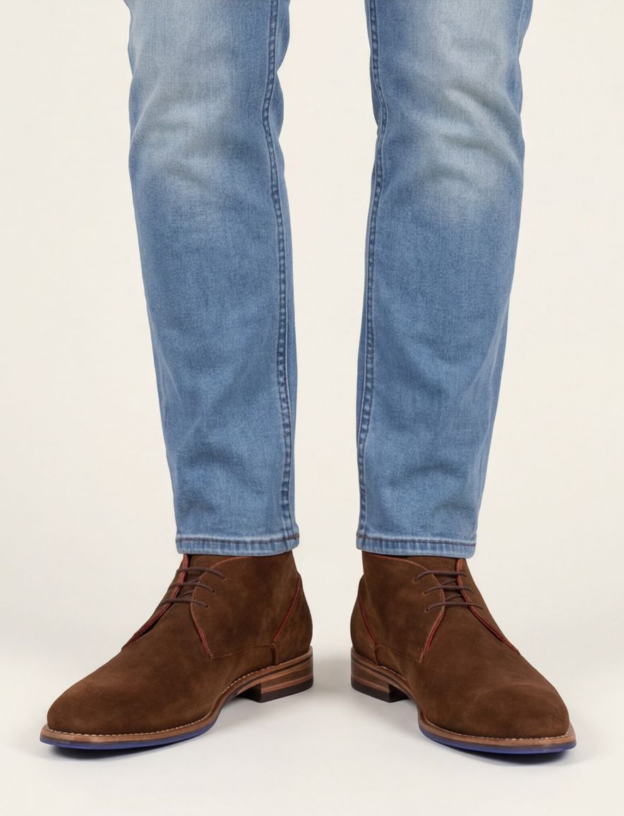 Floris van Bommel nette veterschoenen suede bruin