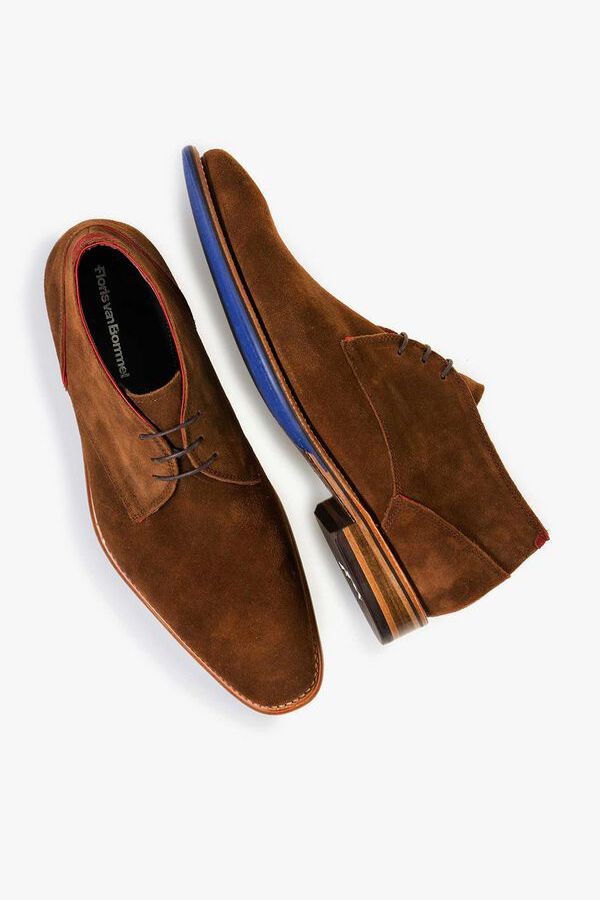 Floris van Bommel nette veterschoenen suede bruin