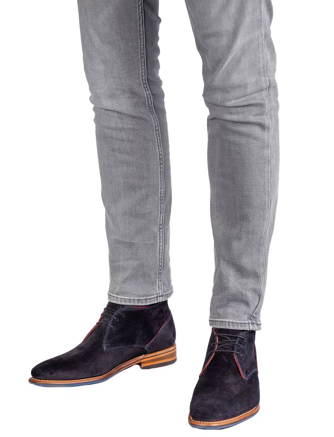 Floris van Bommel nette veterschoen blauw suede